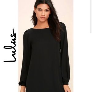 Lulus Long Sleeve Black Shift Dress Size - M